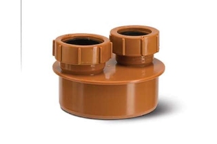Polypipe Underground Drainage 110mm Waste Pipe Adaptor 32mm amp 40mm Double Mixed To Socket - UG461