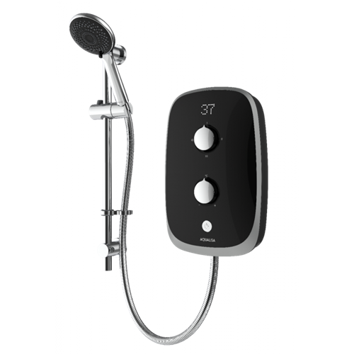 Aqualisa eVOLVE black/satin silver 8.5kW - with adjustable handset - VOTZ25