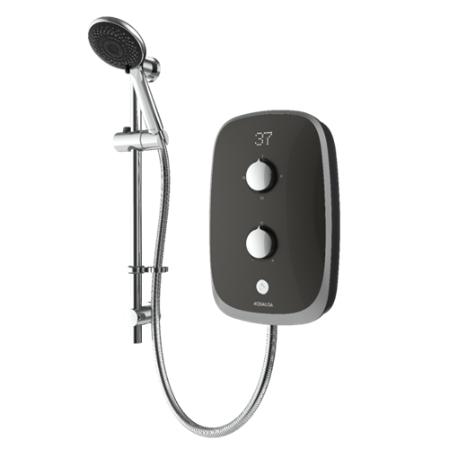 Aqualisa eVOLVE Space Grey /satin silver 9.5kW - with adjustable handset - VOXZ26