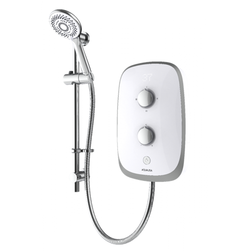 Aqualisa eVOLVE White /satin silver 8.5kW - with adjustable handset - VOPZ25