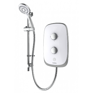 Aqualisa eVOLVE White satin silver 85kW - with adjustable handset - VOPZ25