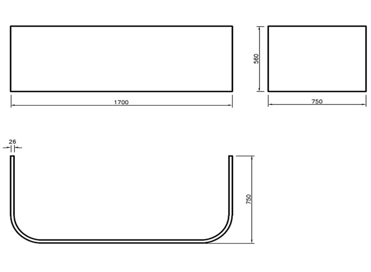 Kansas Double Ended Bath & Panel/Skirt (Standard Spec) - 1700 x 750mm