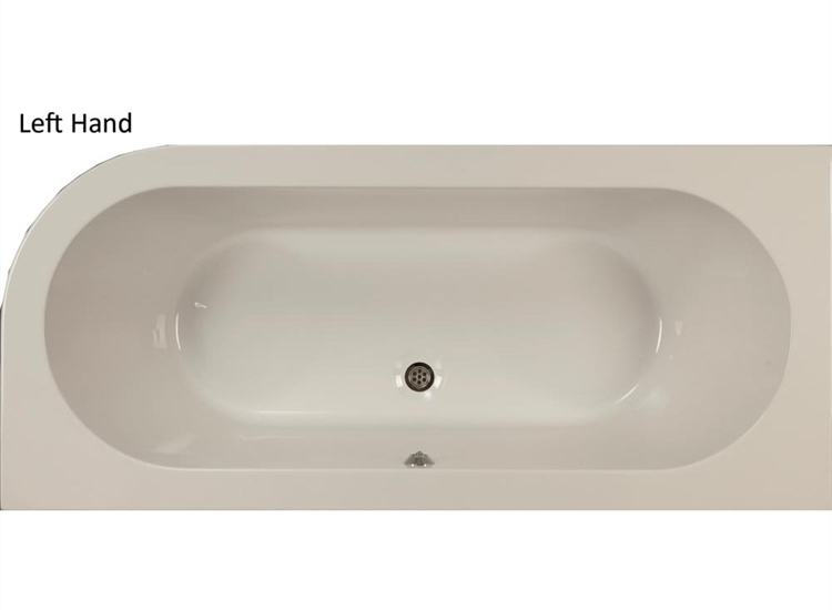 Kansas Offset Bath & Skirt with Option 1 Whirlpool - 1700 x 725mm