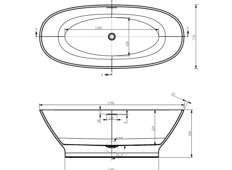 Rimini Freestanding Bath - 1700 x 750mm