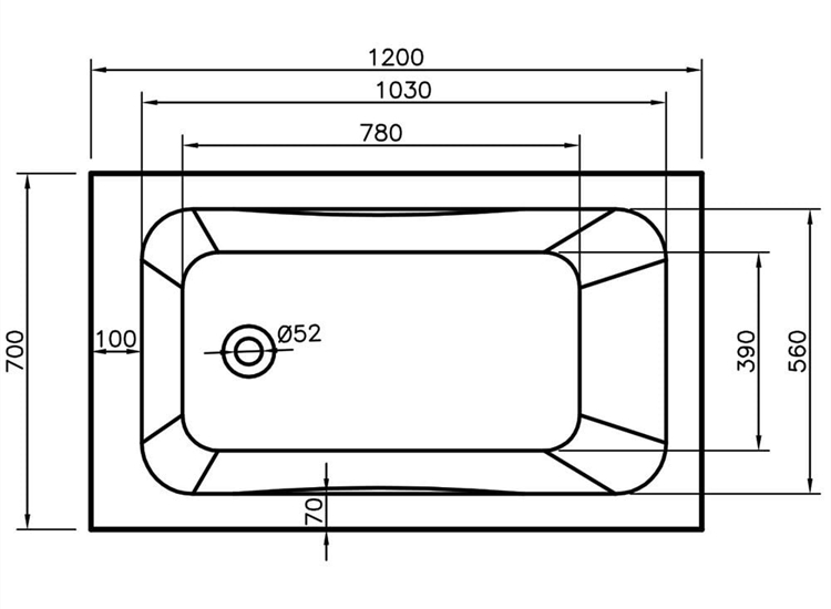 Dakota Single Ended Bath (Standard Spec) - 1200 x 700mm