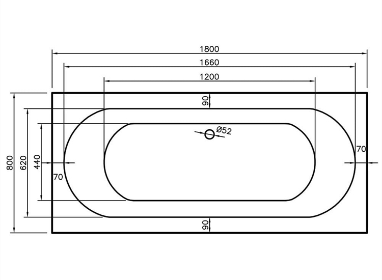 Alaska Double Ended Bath (Standard or Superspec) - 1700 x 700mm to 1800 x 800mm