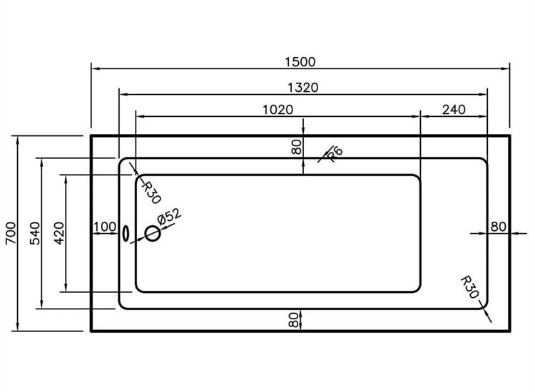 Montana Single Ended Bath (Standard or Superspec) - 1500 x 700mm to 1700 x 700mm