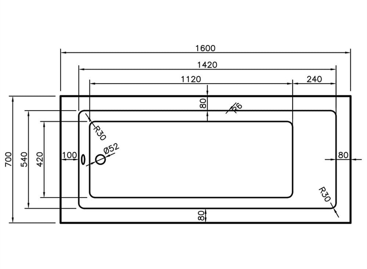 Montana Single Ended Bath (Standard or Superspec) - 1500 x 700mm to 1700 x 700mm