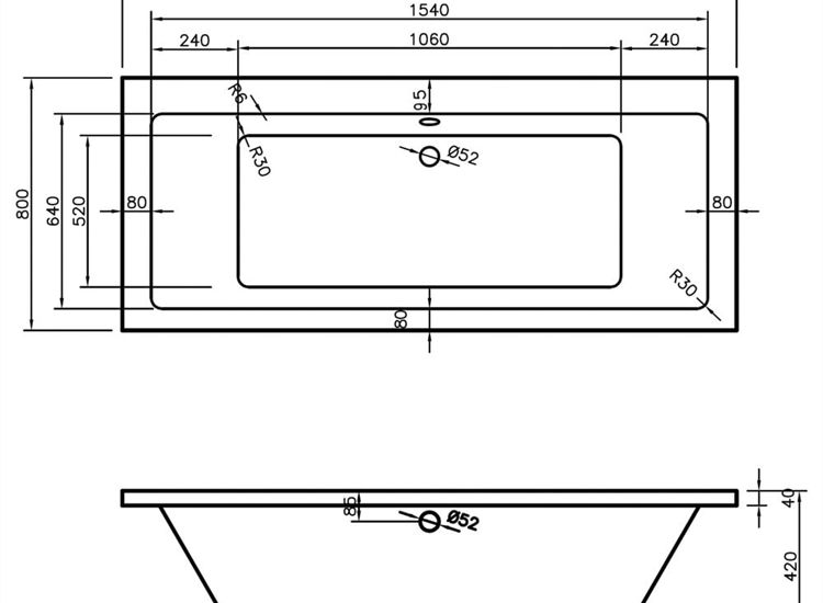 Nevada Double Ended Bath (Standard or Superspec) - 1700 x 800mm & 1800 x 800mm