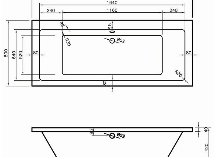 Nevada Double Ended Bath (Standard or Superspec) - 1700 x 800mm & 1800 x 800mm