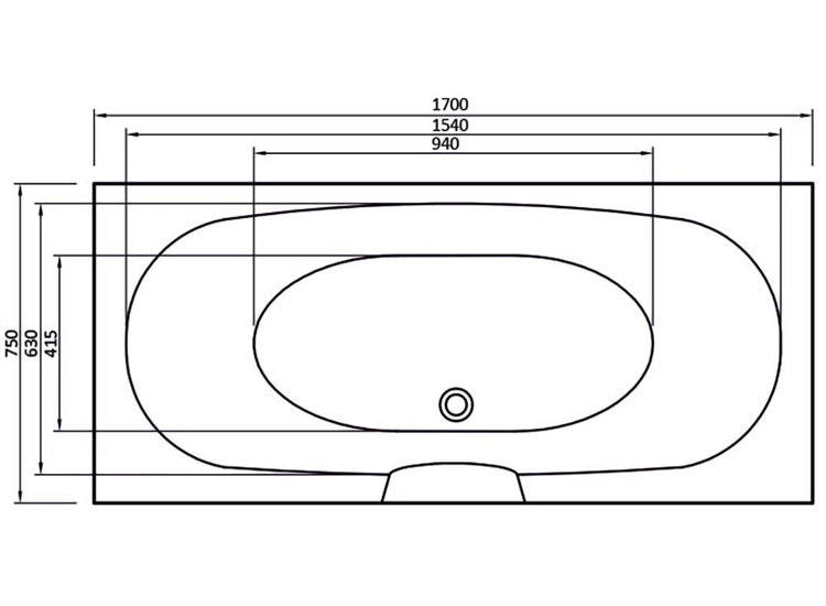 Nebraska Double Ended Bath (Superspec) - 1700 x 750mm & 1800 x 800mm