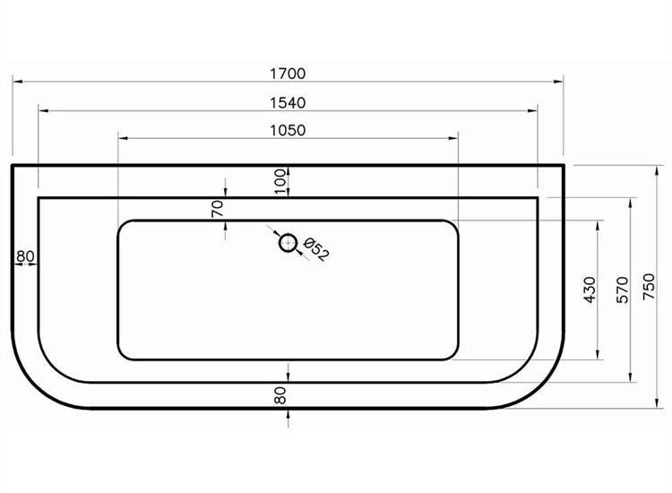 Kansas Double Ended Bath & Panel/Skirt (Standard Spec) - 1700 x 750mm