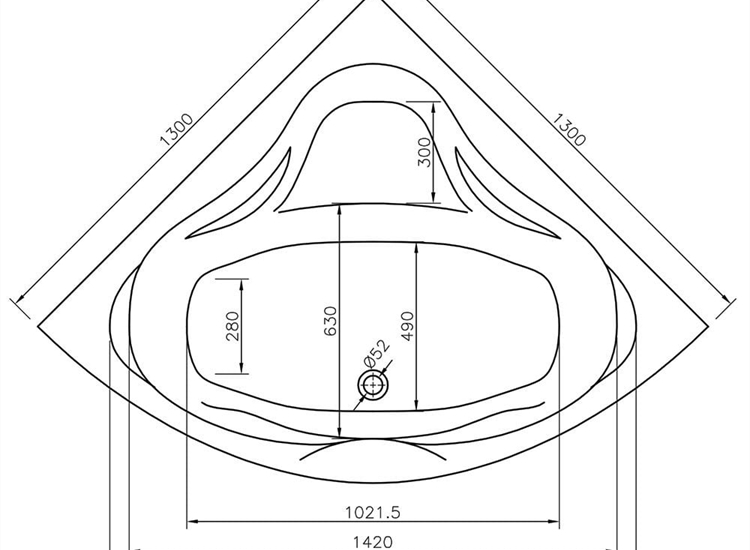 Missouri Corner Bath & Panel (Superspec) - 1300 x 1300mm