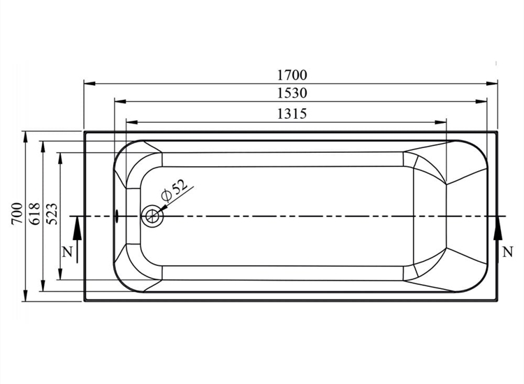 Oklahoma Thin Edged Single Ended Bath (Standard or Superspec) - 1700 x 700mm