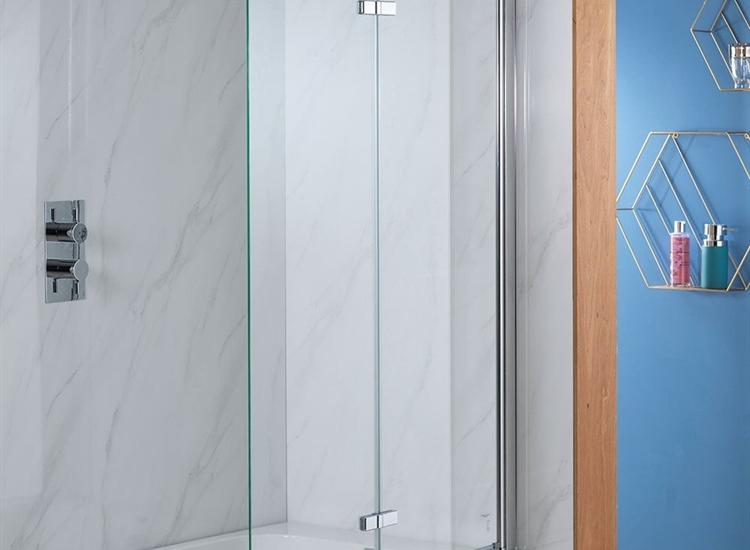 Genesis Deluxe 2-Fold Square Bath Screen - Silver Frame - 1350 x 920mm