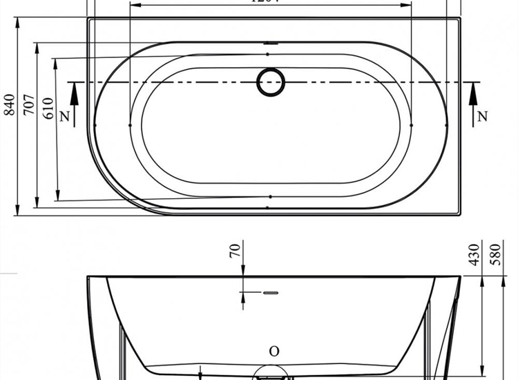 Eton Freestanding Offset Corner Bath - 1590 x 850mm