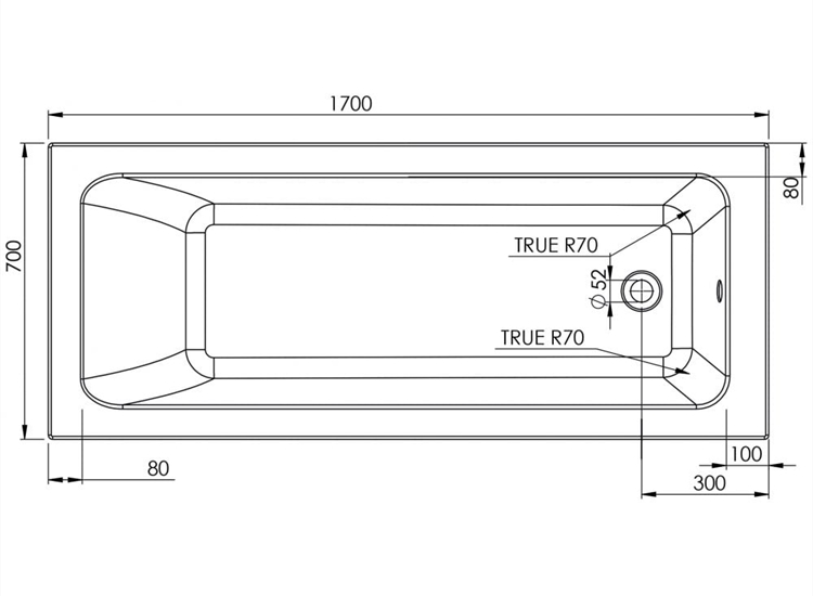 Luxor Single Ended Bath (Standard Spec) - 1700 x 700mm