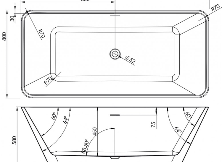 Cairo Freestanding Bath - 1700 x 800mm