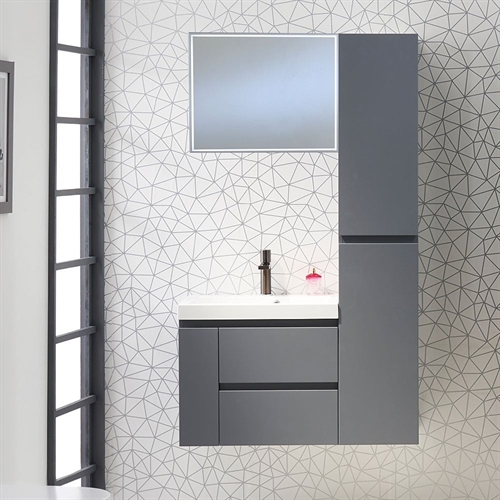 Modena 60 Wall-Hung Base Unit & Basin with Optional Column - Platinum Grey