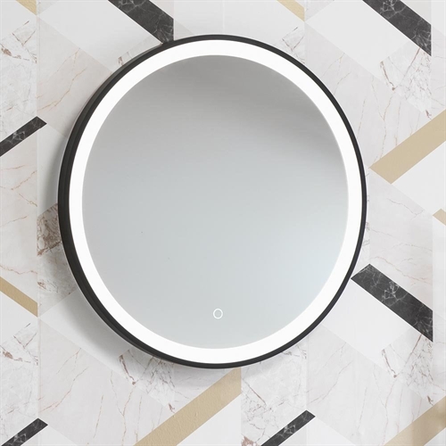 Opal Black Round Mirror - 600mm