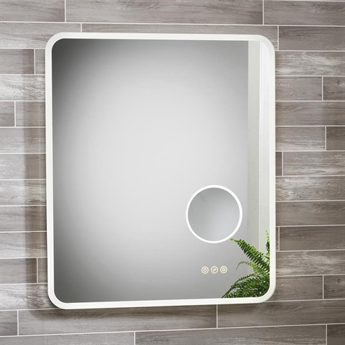 Evora Mirror with Integrated Magnifying Glass & LED Light - 600 x 700mm