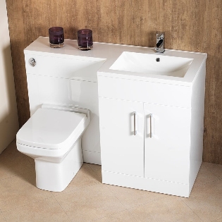 Monica 1000mm & 1200mm 1-Piece Combinations - Gloss White

