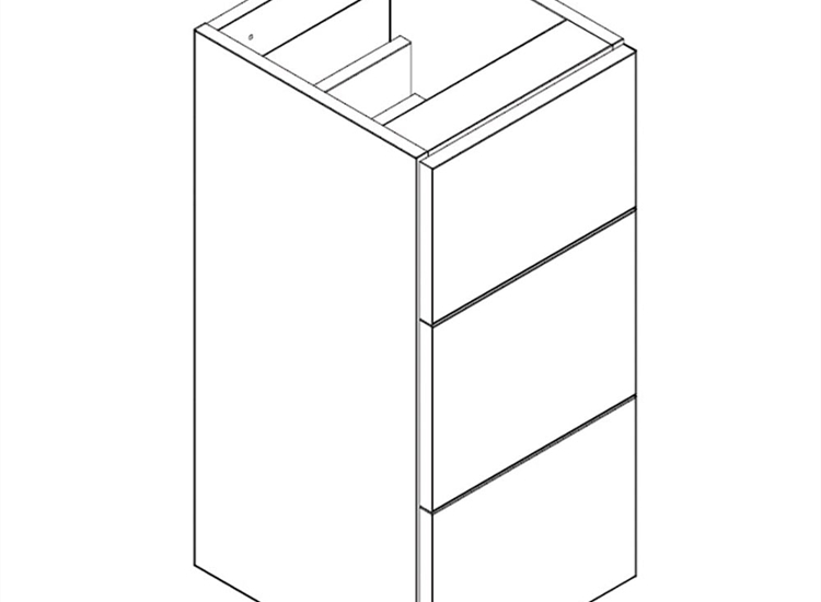 Q-Line 300mm 3-Drawer Base Unit - 345mm Depth