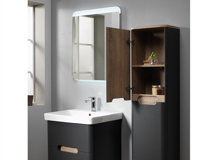 Roma 60 Wall-Hung Base Unit & Basin with Optional Column - Graphite