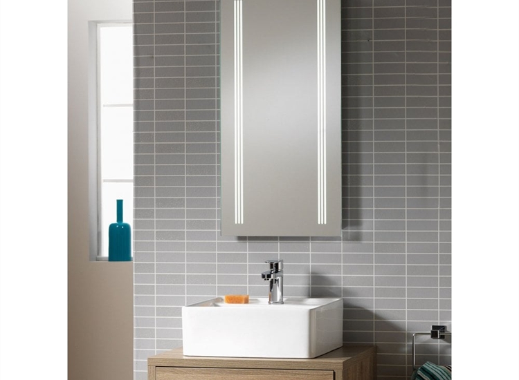 Virginia Mirror with LED Light Strips, Anti-Mist Pad & Sensor Switch - 500 x 800mm