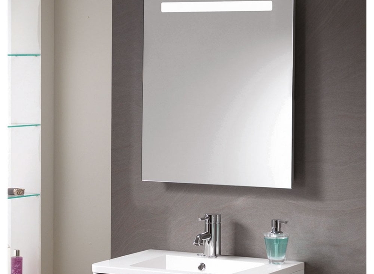 Portland Mirror with Integrated LED Light Strip, Anti-Mist Pad & Sensor Switch - 600 x 700mm