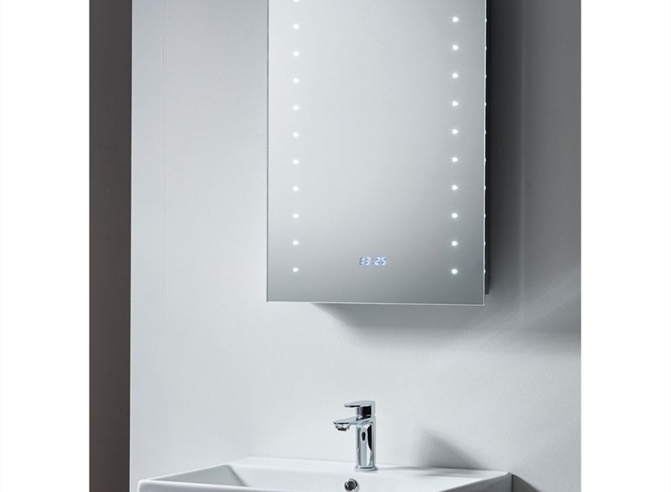 Duke Mirror with LED Lights, LED Clock, Bluetooth Function, Anti-Mist Pad & Sensor Switch - 500 x 700mm