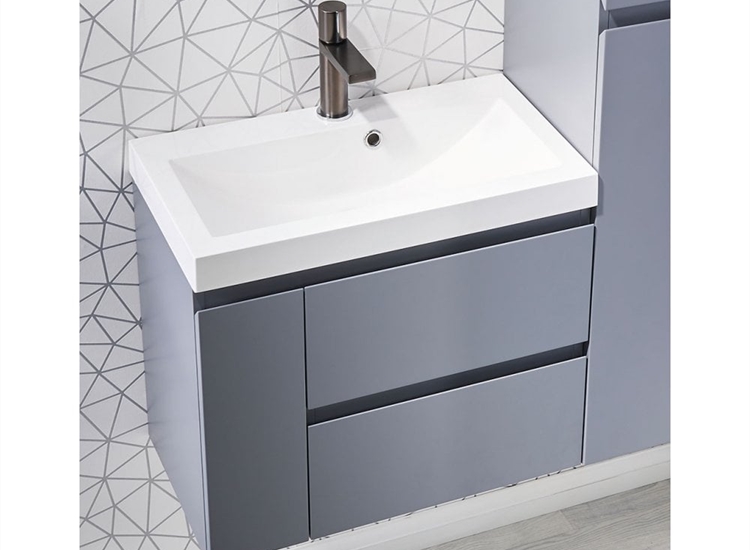 Modena 60 Wall-Hung Base Unit & Basin with Optional Column - Matt Black