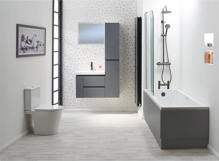 Modena 60 Wall-Hung Base Unit & Basin with Optional Column - Matt Black