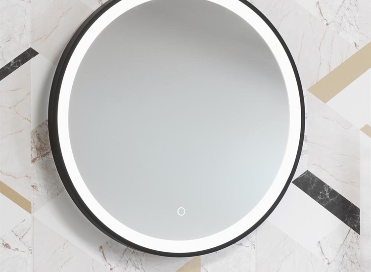 Opal Black Round Mirror - 600mm