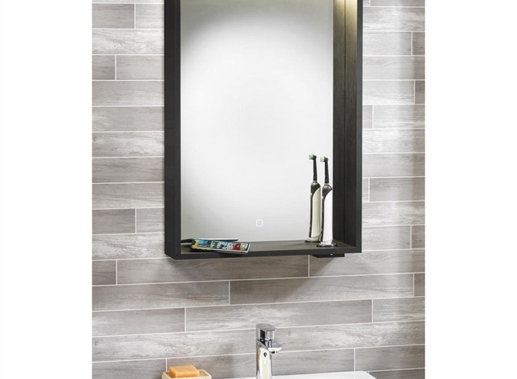 Pisa Mirror with Integrated LED Light, Wireless Mobile Charger & Toothbrush Charger