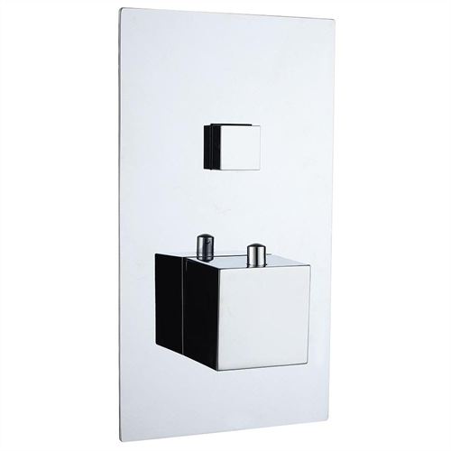 Gemini Square Single Thermostatic Push-Button Shower Valve with 1 Outlet (controls 1 function)