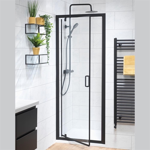 Genesis 6mm Pivot Doors - Matt Black Frame