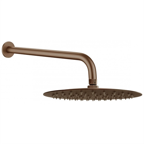 Tuscany Round Fixed Shower Head & Wall Arm - Brushed Bronze