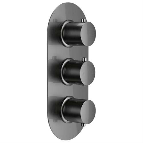 Tuscany Triple Thermostatic Shower Valve with 2 Outlets (controls 2 function) - Gunmetal