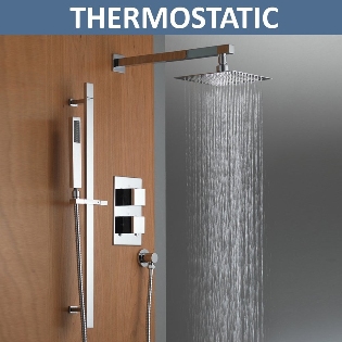 Nevada Square Fixed Shower Head, Slider Kit & Valve
