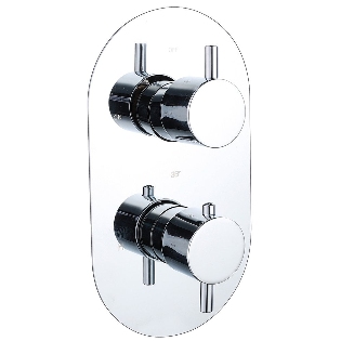 Ebony Round Twin Thermostatic Shower Valve with 1 Outlet (controls 1 function)