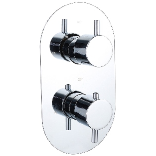 Ebony Round Twin Thermostatic Shower Valve with 2 Outlets (controls 2 functions)