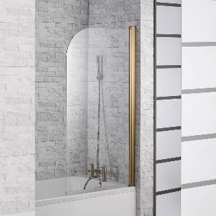 Genesis 6mm Brushed Brass Frame Curved Bath Screen - 1500 x 820mm
