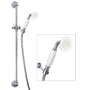 Nostalgic Traditional Slide Bar, Handset & Hose - White
