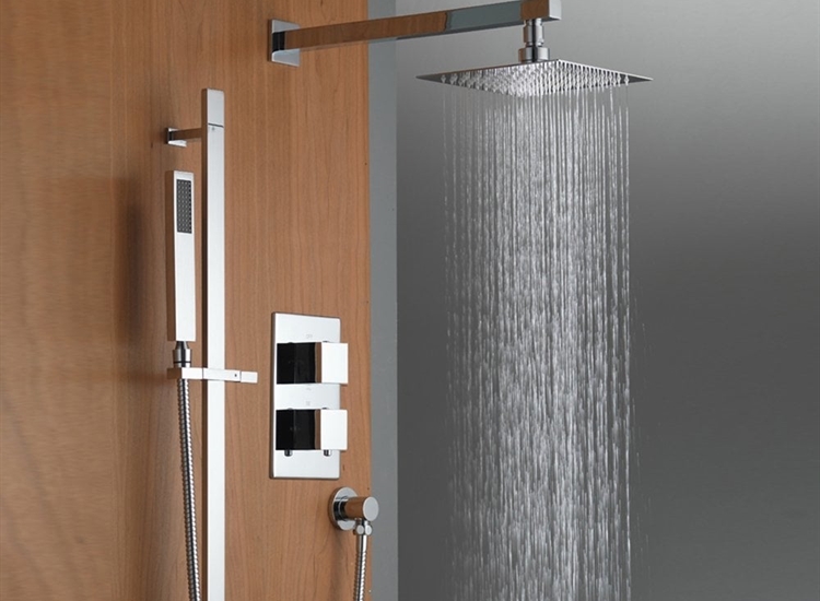 Nevada Square Fixed Shower Head, Slider Kit & Valve