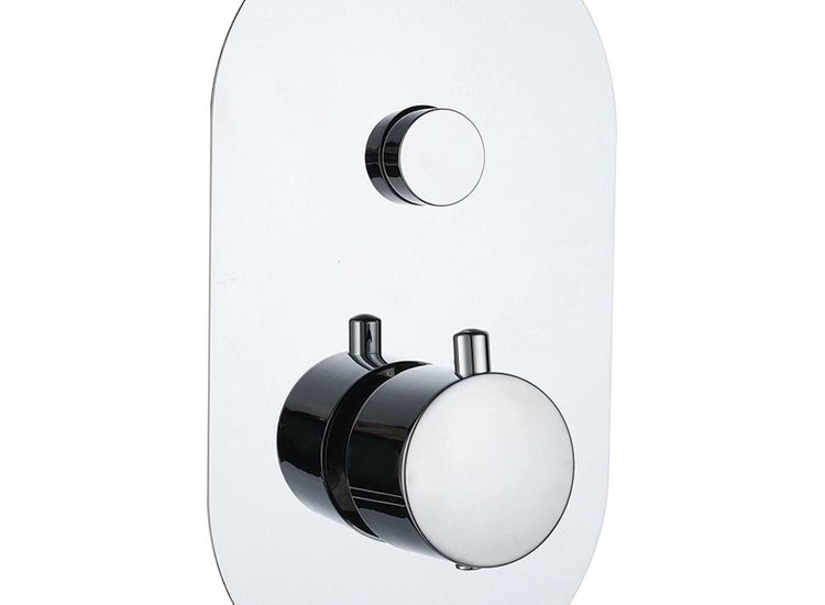 Rimini Round Single Thermostatic Push-Button Shower Valve with 1 Outlet (controls 1 function)