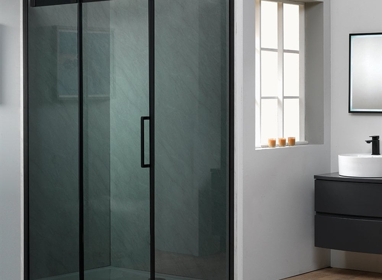 Ascent Premier 8mm Roller Sliding Door - Smoked Glass/Black Frame