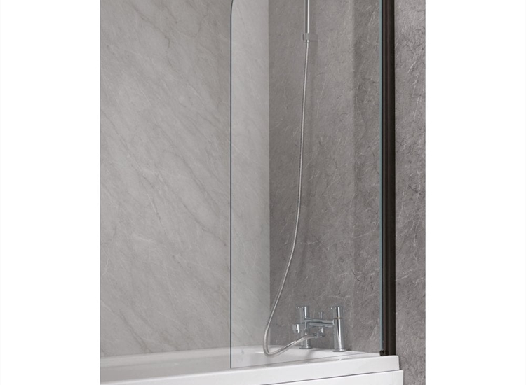 Classic Nouveau 6mm Black Frame Curved Bath Screen - 1300 x 700mm