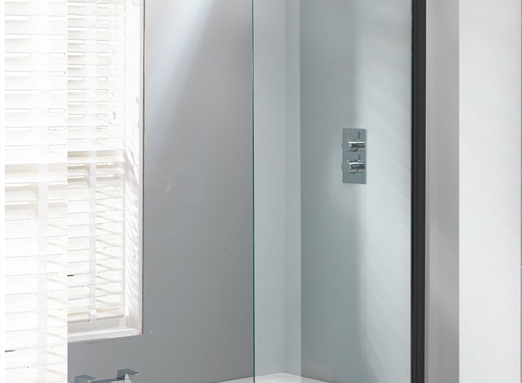 Genesis Square Bath Screen - Matt Black Frame - 1500 x 800mm