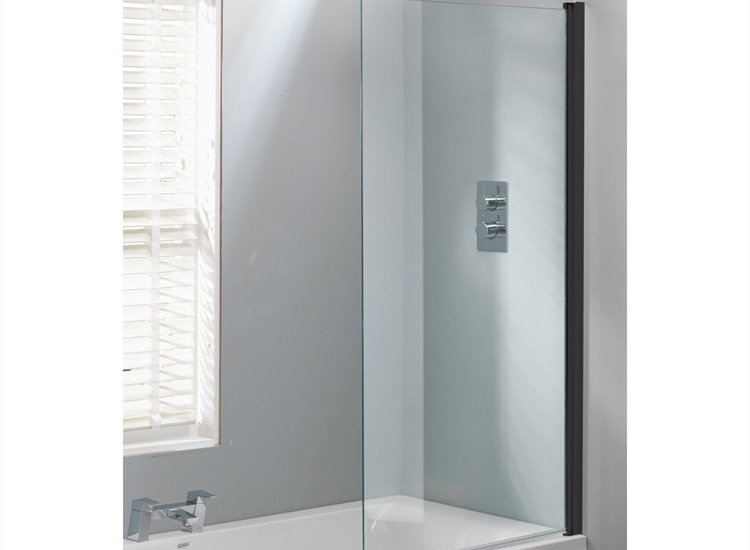 Genesis Square Bath Screen - Matt Black Frame - 1500 x 800mm